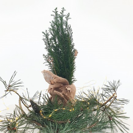 Ozdoba świąteczna - stroik Cyprysik ozdobiona mini choinka 1L